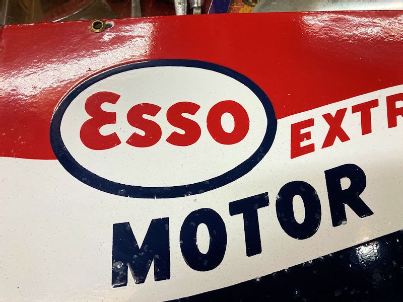 Original Esso motor oil double sided enamel sign
