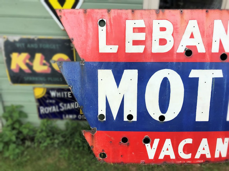 Original enamel 1960s Lebanon Motel vacancy sign
