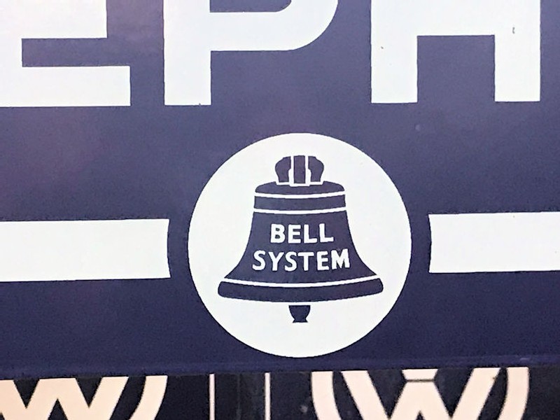 Original double sided enamel Bell System US telephone sign