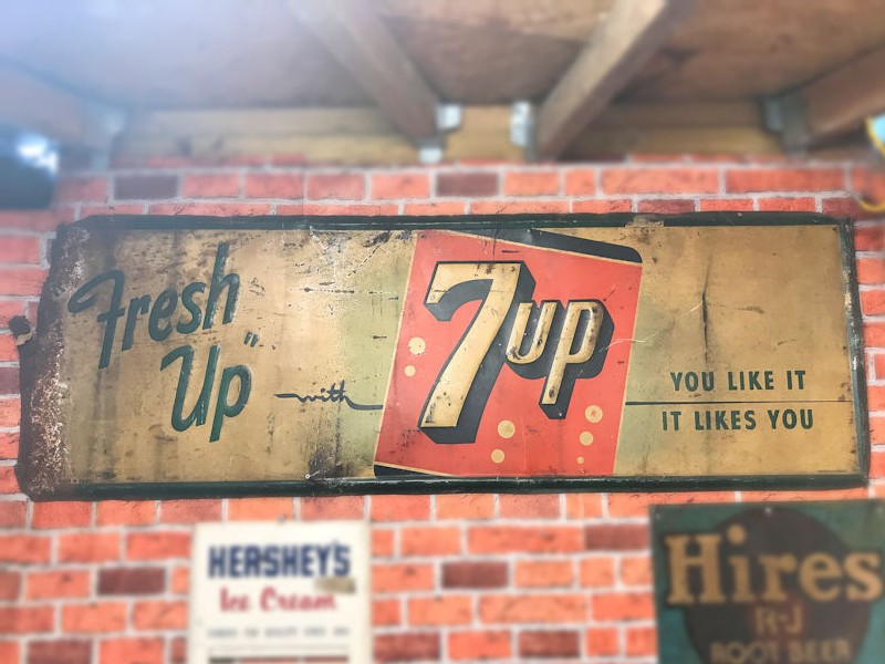Original Fresh Up 7 Up embossed tin sign