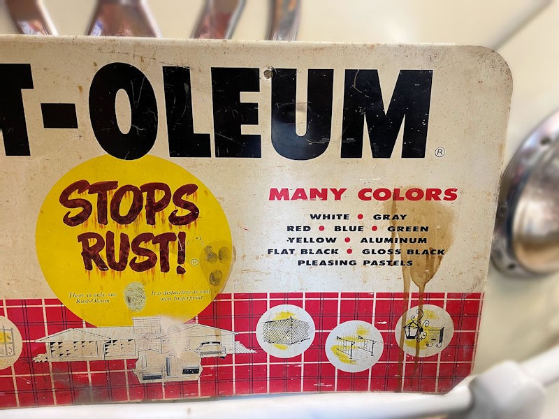 Vintage Rust Oleum tin advertising sign
