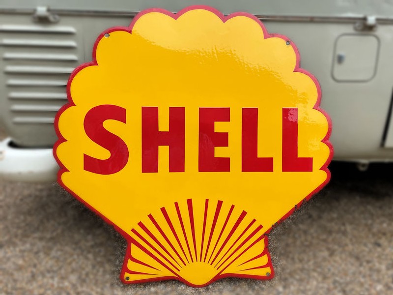 Original double sided enamel clam Shell sign