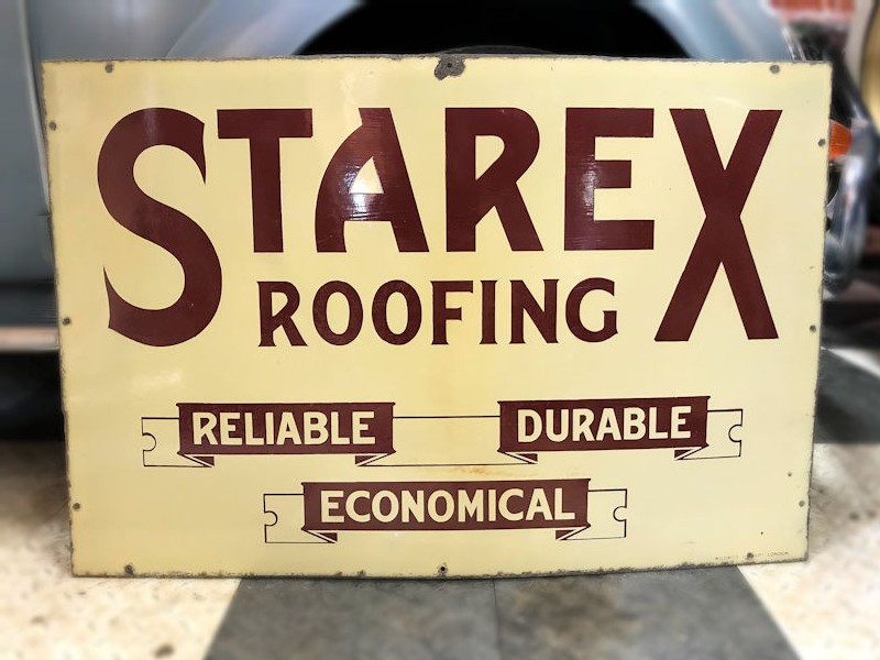 Original enamel Starex roofing advertising sign