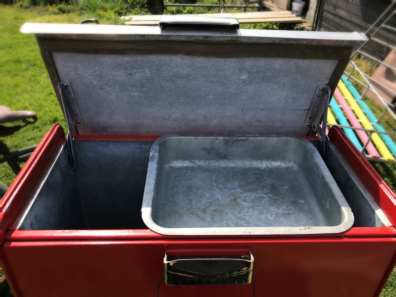 Vintage red aluminium Thermaster Poloron ice chest cooler