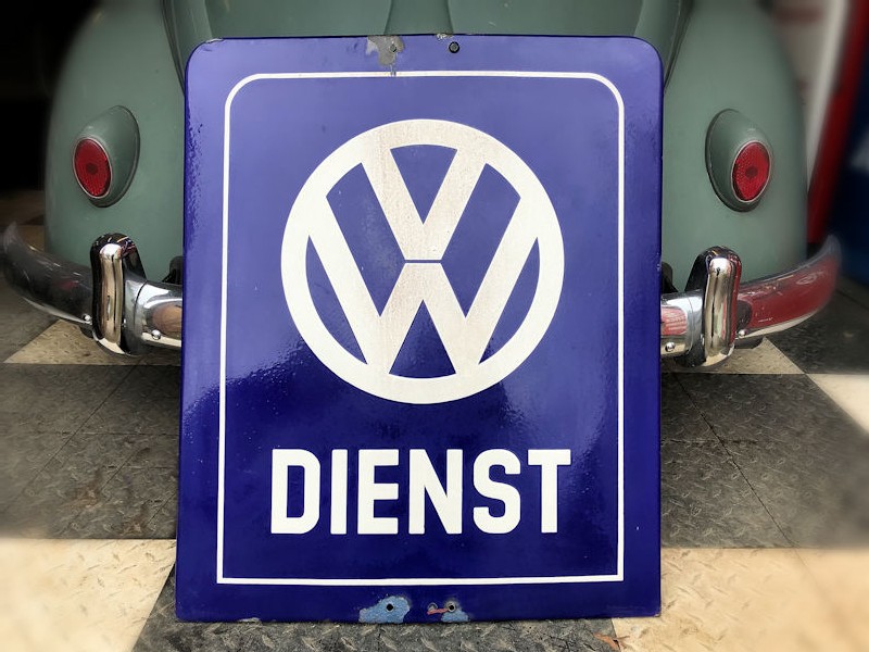 Original 1950s enamel VW dienst service sign