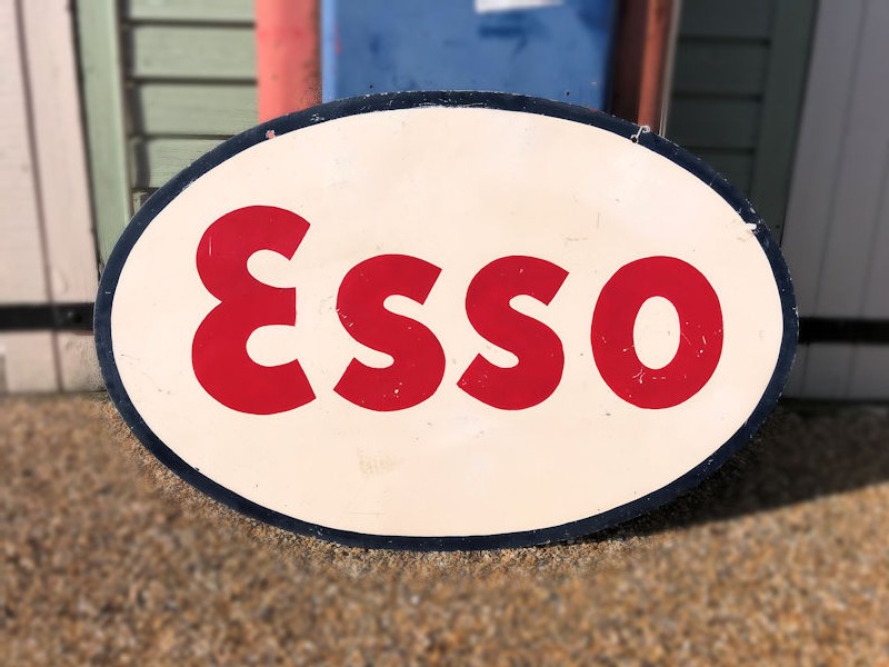 Original double sided painted tin Esso sign