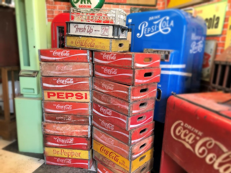 Original Coca Cola, Pepsi, Dr Pepper and 7 Up  crates