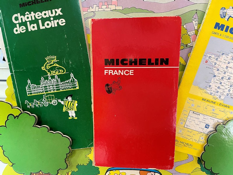 1970s Michelin cardboard map book counter top display