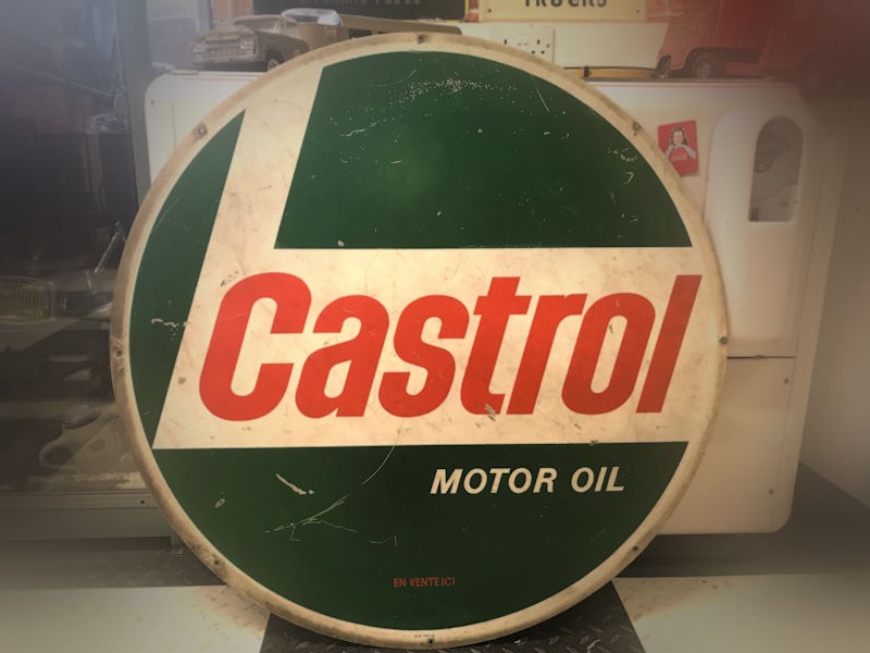 1960s double sided tin Castrol motor oil sign