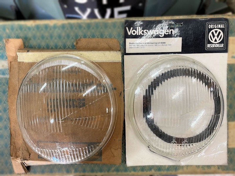 Original NOS new old stock VW Volkwagen LHD front headlight glass