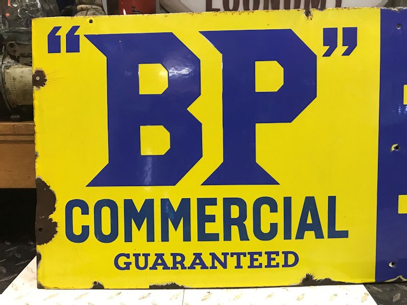 English enamel BP Commercial Guaranteed sign