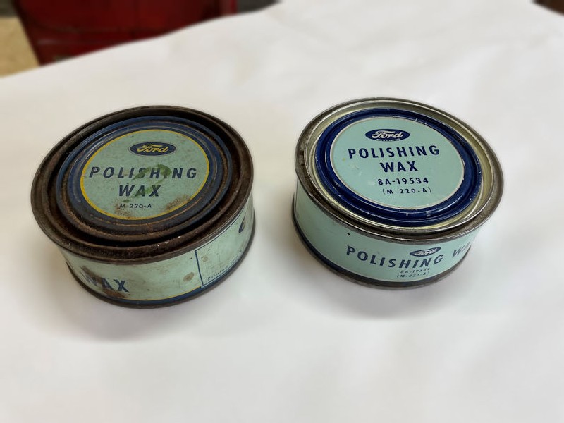 Original Ford polishing wax tin cans