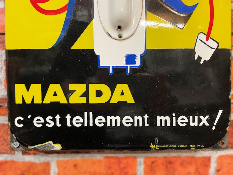 Original enamel Mazda lamp advertising thermometer