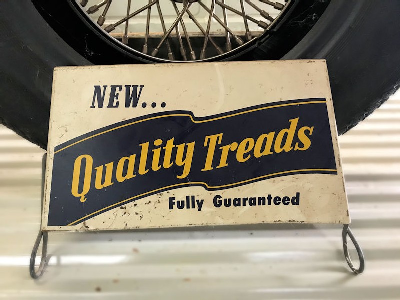 Original vintage Quality Treads 13 inch tire and stand
