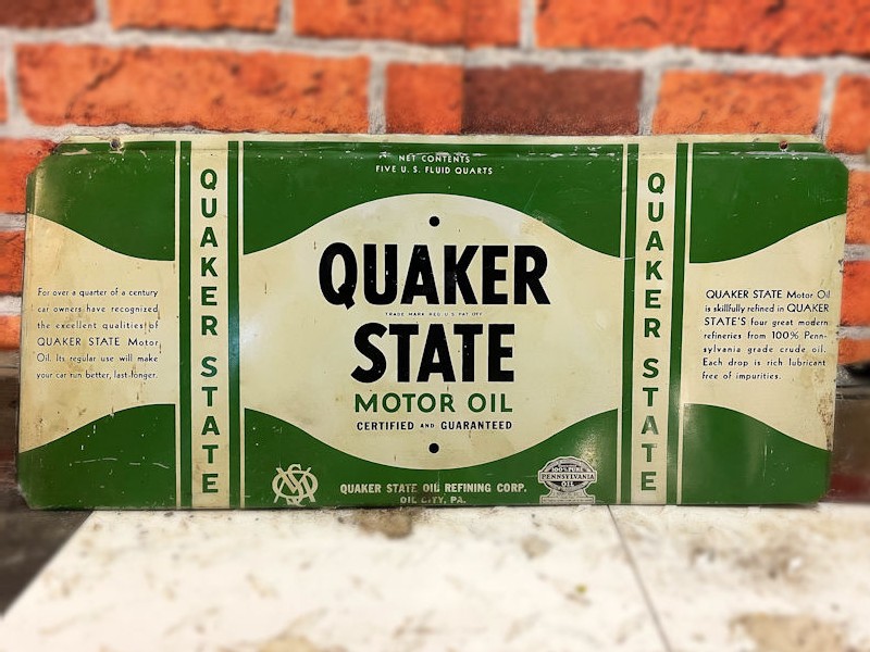 Original Quaker State Motor Oil tin sign