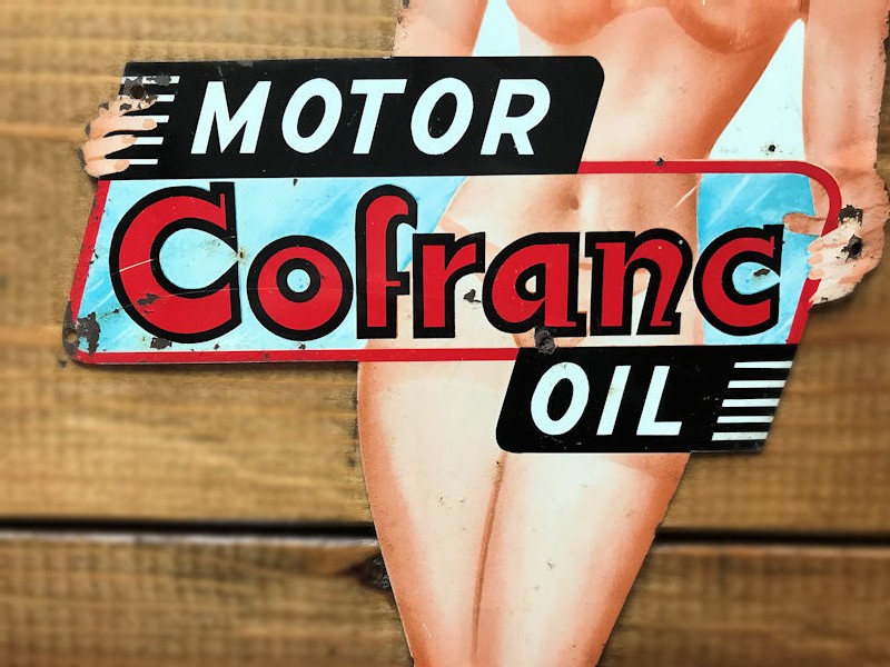 Original vintage Cofranc Motor Oil pin up girl