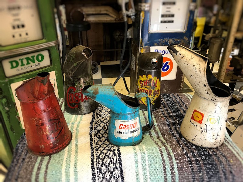 Selection of vintage oil pourers