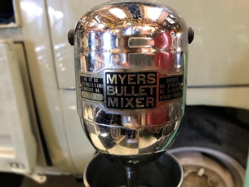 Original 1950s Myers Bullet and Hamilton Beach malt shake mixers