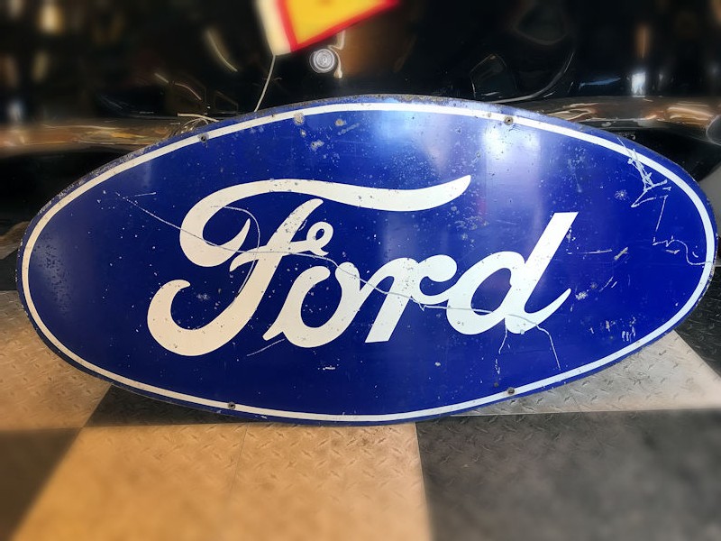 Original double sided oval tin Ford sign