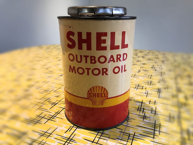 Shell Outboard Motor Oil tin can