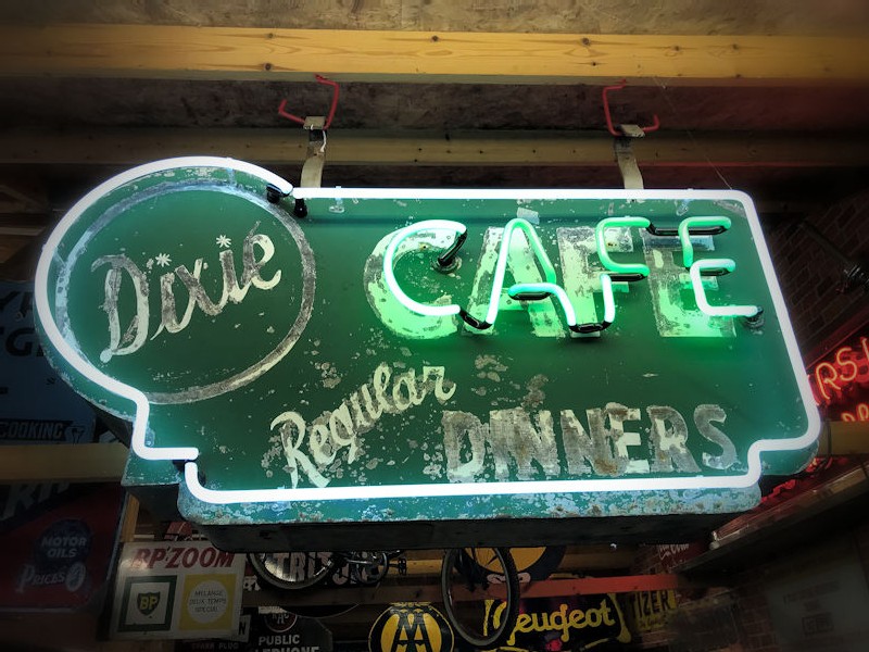 Original 1940s Dixie Cafe neon sign