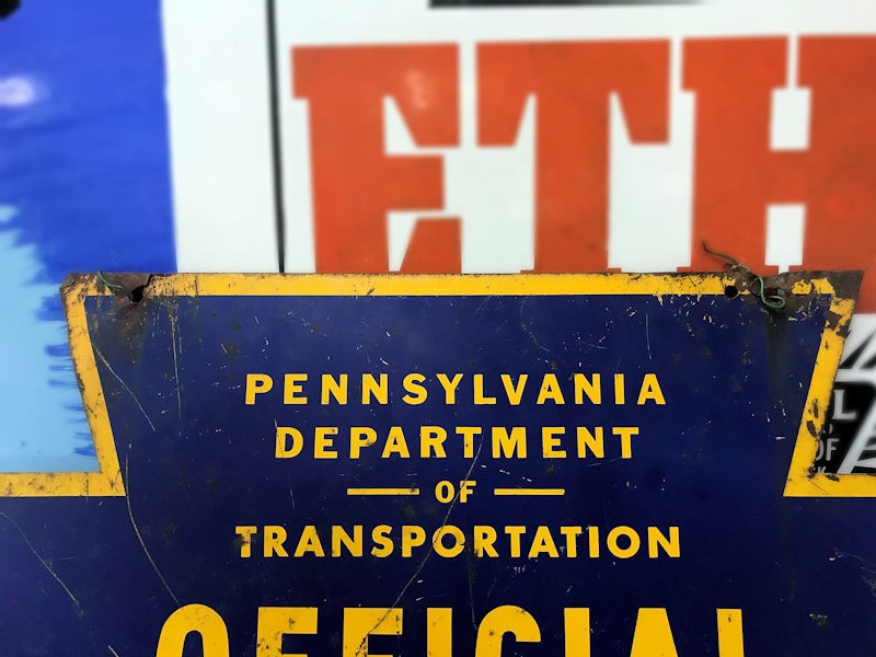 Original double sided Official Inspection Station sign