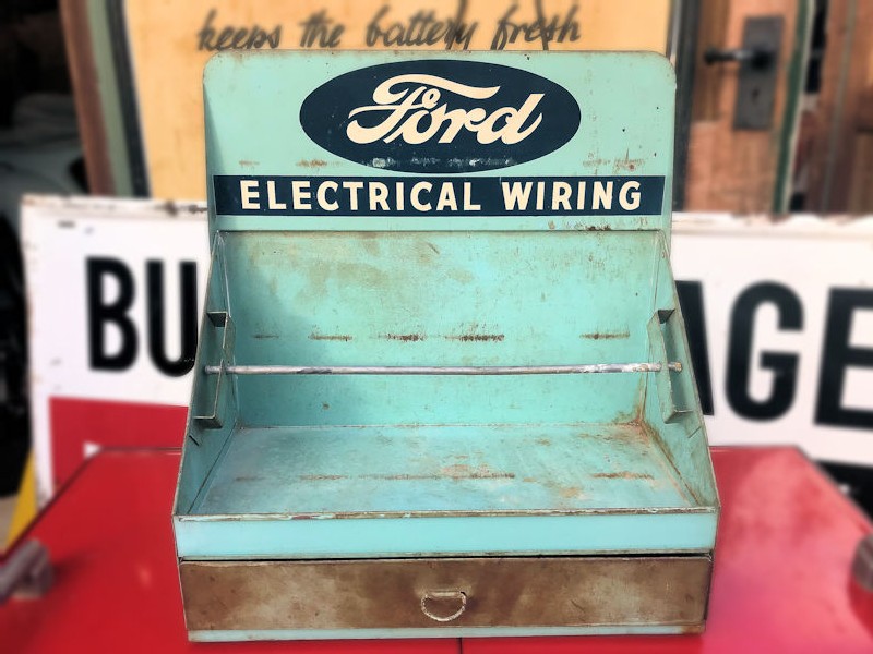 Rare original Ford electrical wiring counter top display with drawer