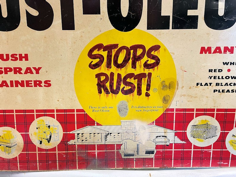Vintage Rust Oleum tin advertising sign