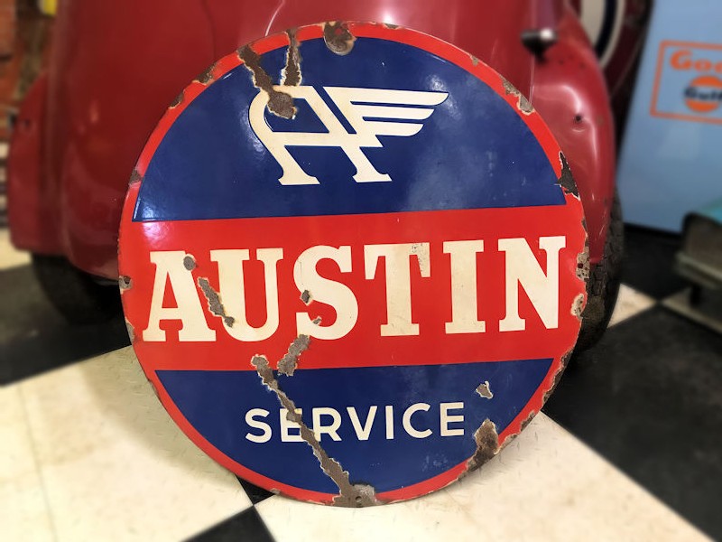 Rare 1956 enamel Austin service sign