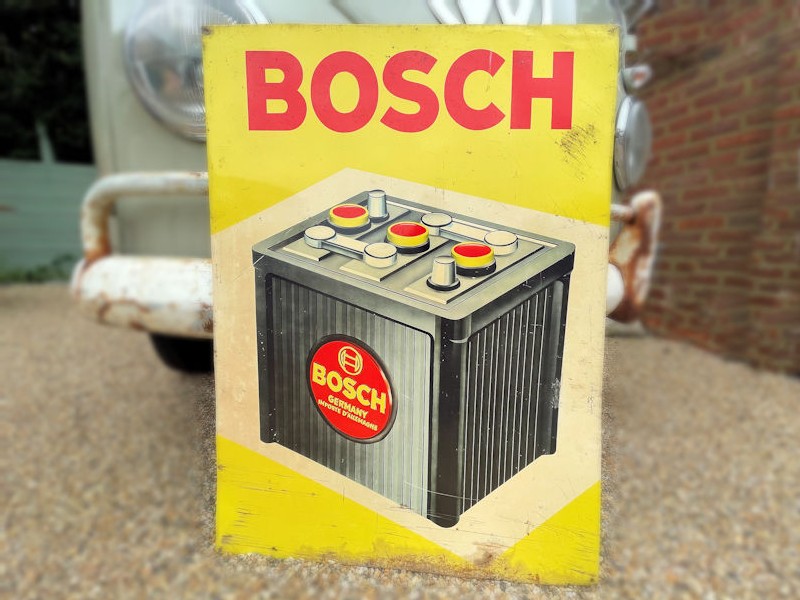 Original Bosch battery painted tin sign