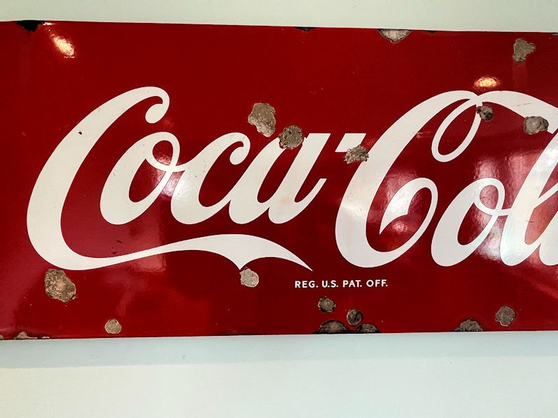 Original 1950s enamel Coca Cola sled sign
