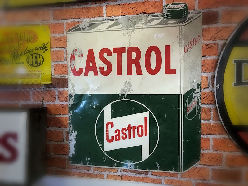 Castrol oil tin shaped sign