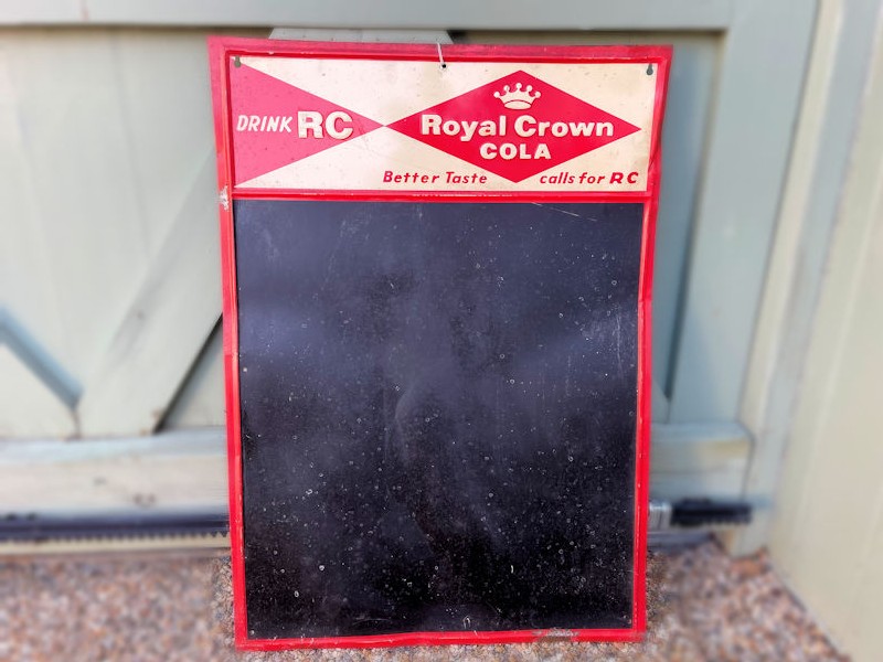 Original 1960s Royal Crown Cola embossed diner menu board