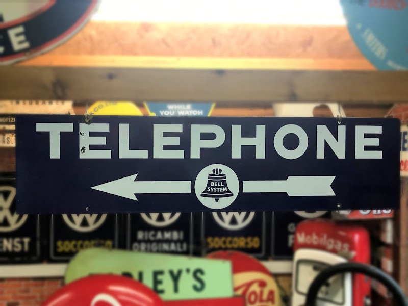 Original double sided enamel Bell System US telephone sign