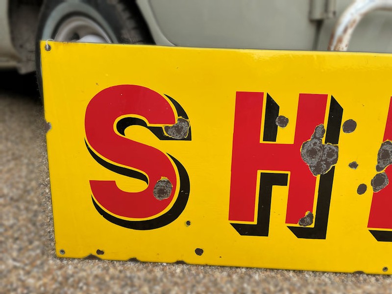 Original vintage enamel Shell advertising sign