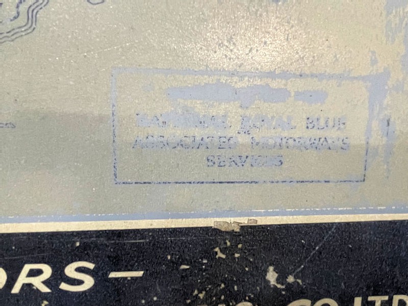 Original vintage metal Royal Blue Services coach booking office sign