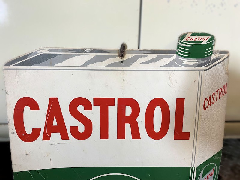Original Castrol oil can shaped tin sign