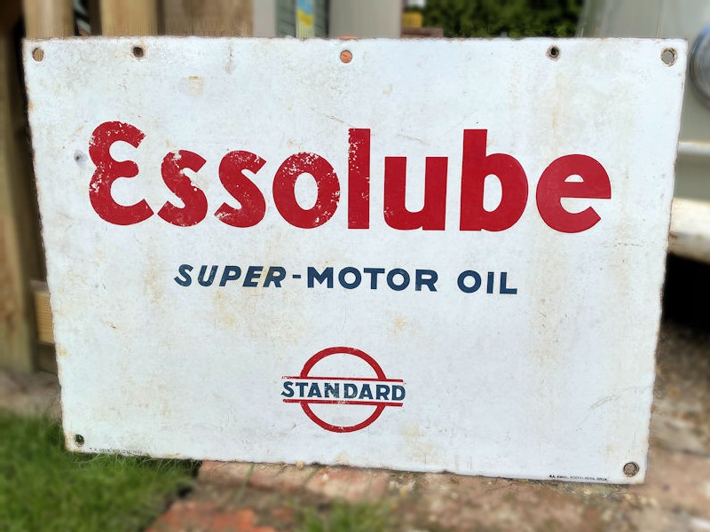 Original double sided enamel Essolube sign