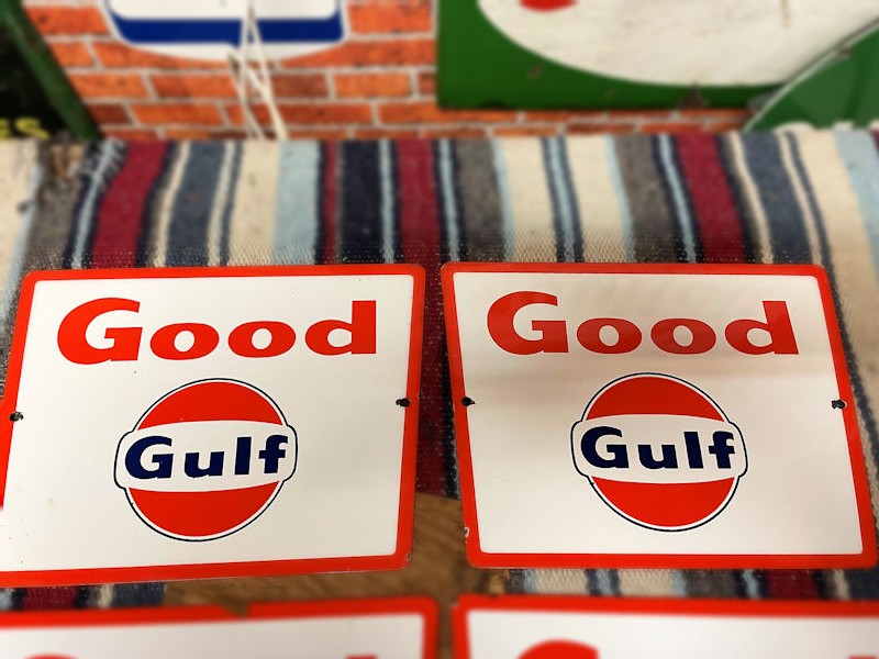 NOS Good Gulf enamel gas pump plates